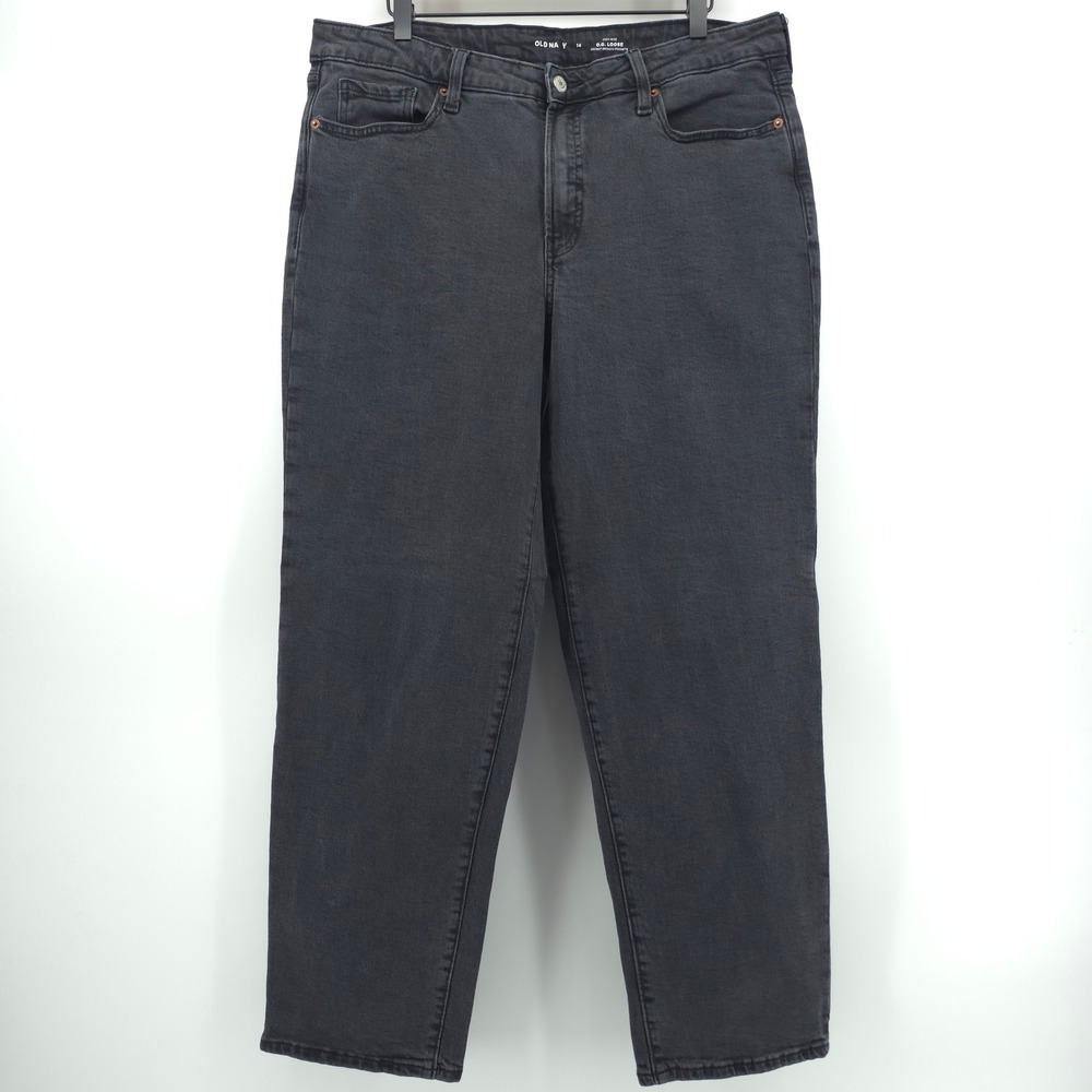 Old‎ Navy Women's Jeans High-Rise O.G. Loose Secret-Smooth Pockets 14 Black